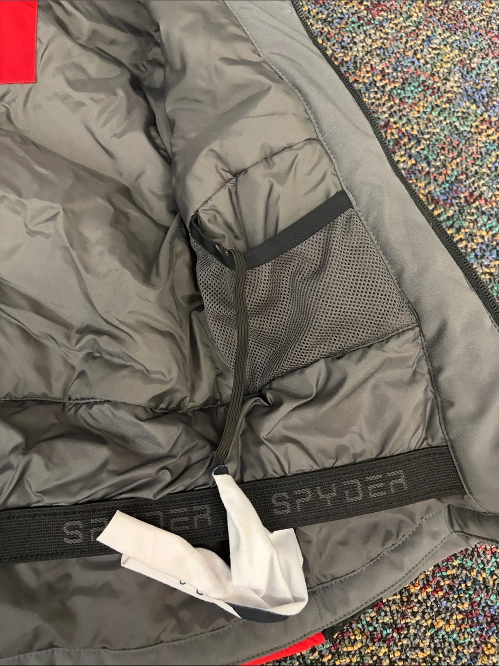 Spyder Colorblock Kids Puffer Jacket in Red, Gray & Black